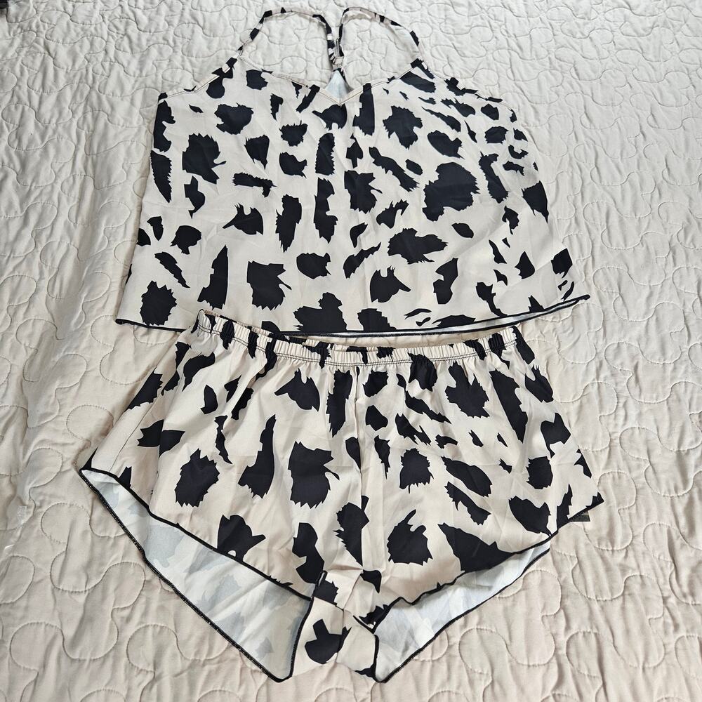 NWT Sexy Leopard Satin Feel 2 Piece Pajama Set Sz XL - Picture 3 of 9
